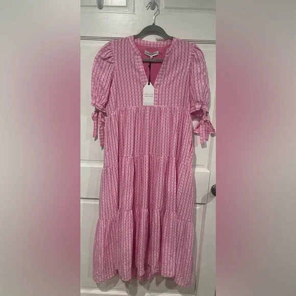 English Factory Gingham Midi Dress In Pink | size S - Picture 4 of 10
